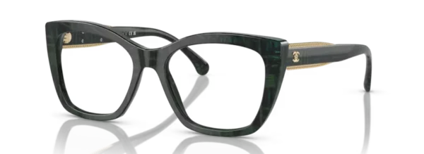 Lunettes de vue Chanel CH3460 C1666 - Tweed vert 52 – Image 2