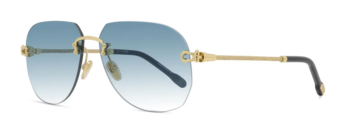 Lunettes de soleil Fred Force10 FG40011UN 30Z - Metal CL Or Brillant, Verres Bleu Azur