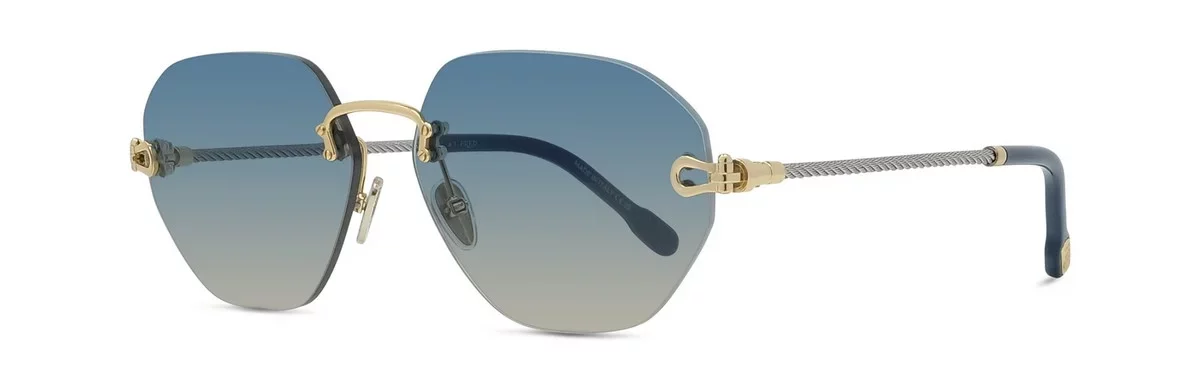 Lunettes de soleil Fred Force10 FG40078U 30W - Métal jaune brillant avec des verres dégradés bleus