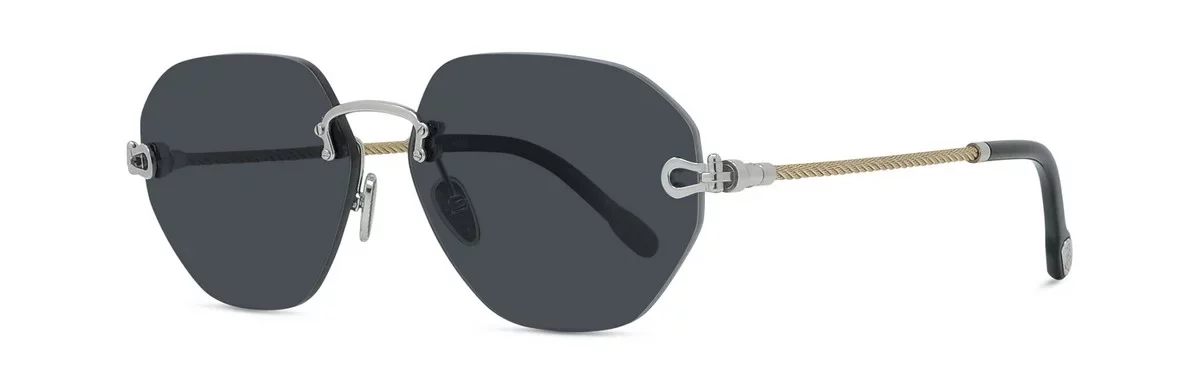 Lunettes de soleil Fred Force10 FG40078U 16D - Métal argenté brillant avec des verres polarisés gris
