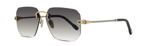 Lunettes de soleil Fred Force10 FG40067U 30B - Métal brillant jaune avec des verres dégradés gris
