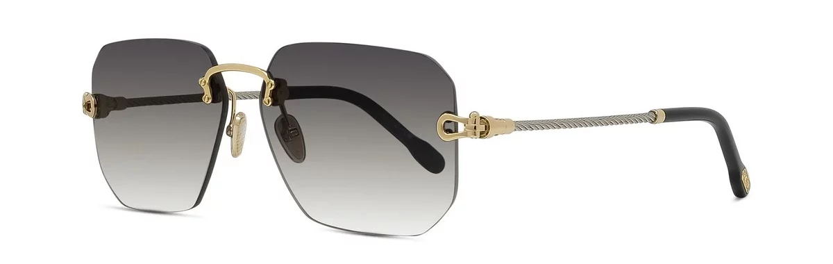 Lunettes de soleil Fred Force10 FG40067U 30B - Métal brillant jaune avec des verres dégradés gris