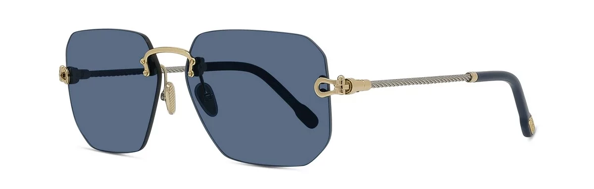 Lunettes de soleil Fred Force10 FG40067U 30V - Métal brillant jaune avec des verres classiques bleus