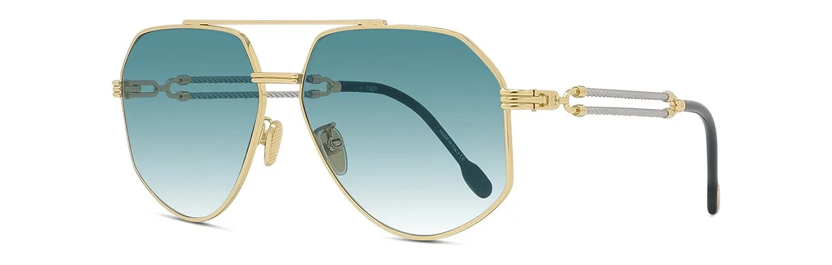 Lunettes de soleil Fred Force10 FG40030U 30W - Métal Or Brillant, Verres Bleu Organique