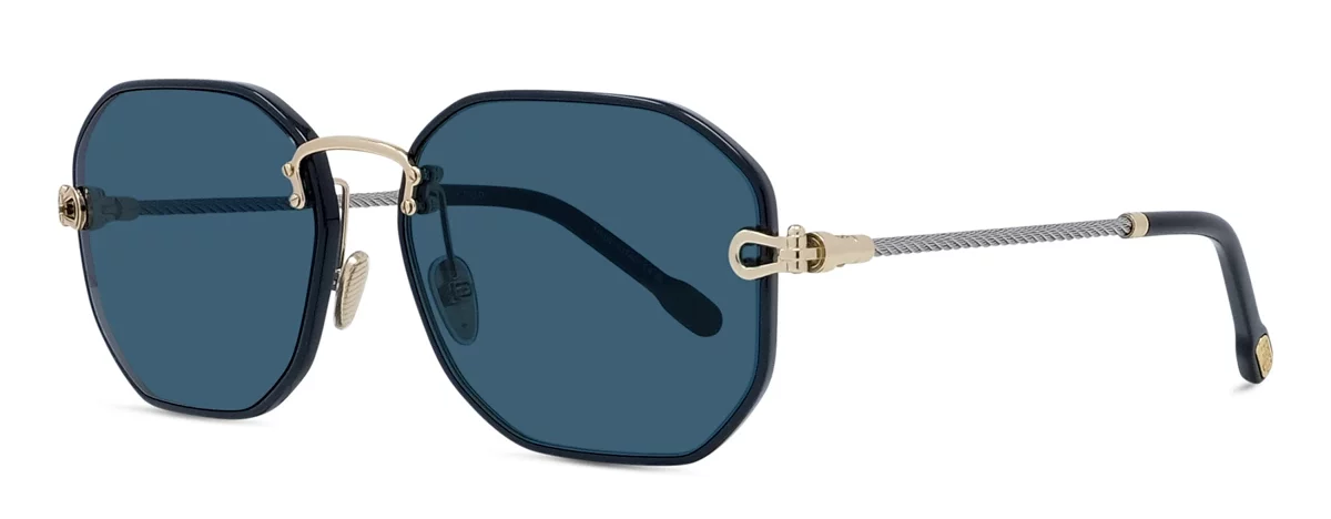 Lunettes de soleil Fred Force10 FG40072U 30V - Métal noir brillant avec des verres classiques bleus