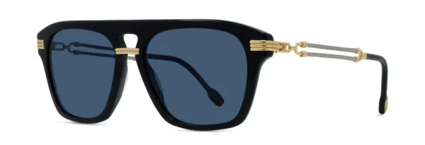 Lunettes de soleil Fred force10 FG40076I 01V - Acétate brillant noir avec des verres classiques bleus