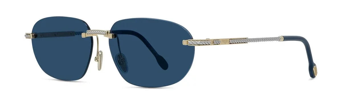 Lunettes de soleil Fred FG40081U 30V - Métal brillant jaune avec des verres classiques bleus