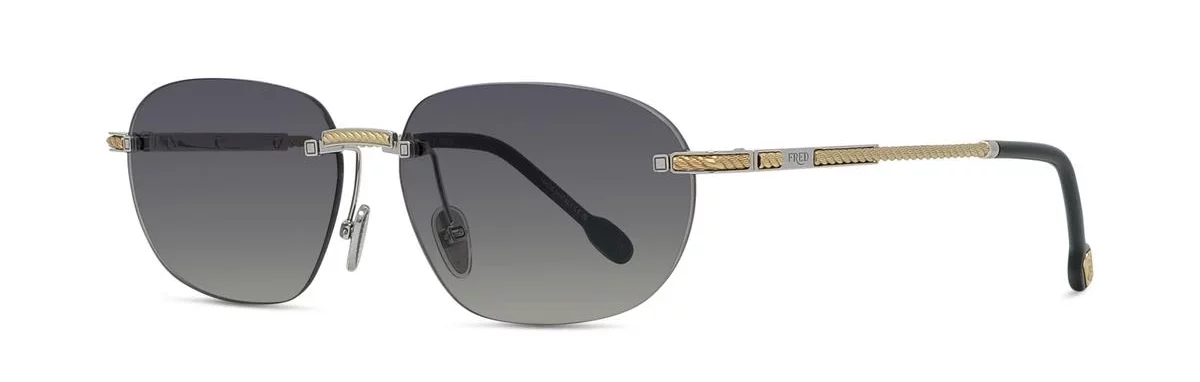 Lunettes de soleil Fred FG40081U 16B - Métal brillant argenté avec des verres dégradés gris