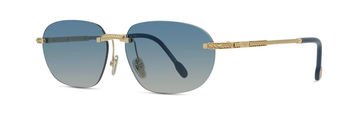 Lunettes de soleil Fred FG40081U 30W - Métal jaune brillant avec des verres dégradés bleus