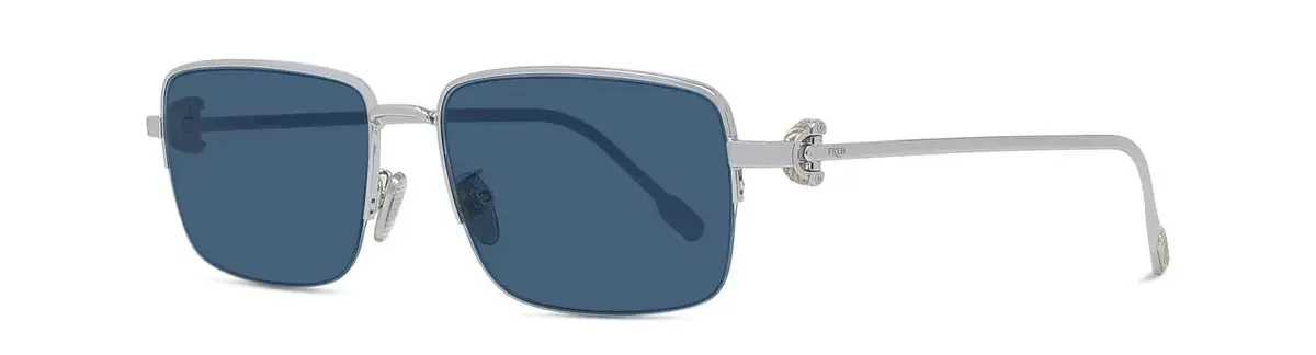 Lunettes de soleil Fred FG40082U 16V - Métal brillant argenté avec des verres classiques bleus