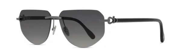 Lunettes de soleil Fred FG40088U 14B - Métal Or Noir Brillant, Verres Gris Dégradé Organique
