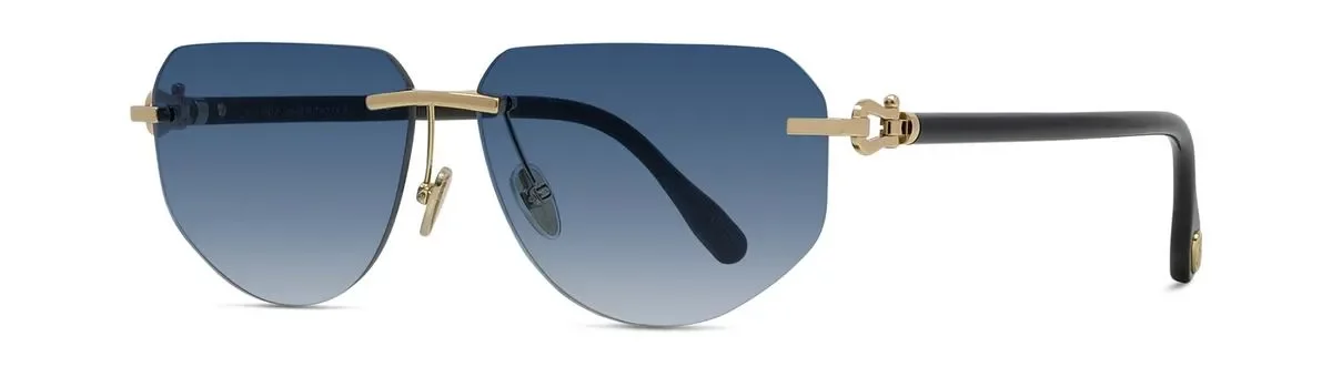 Lunettes de soleil Fred FG40088U 30W - Métal Or Endura Brillant, Verres Bleu Dégradé Organique