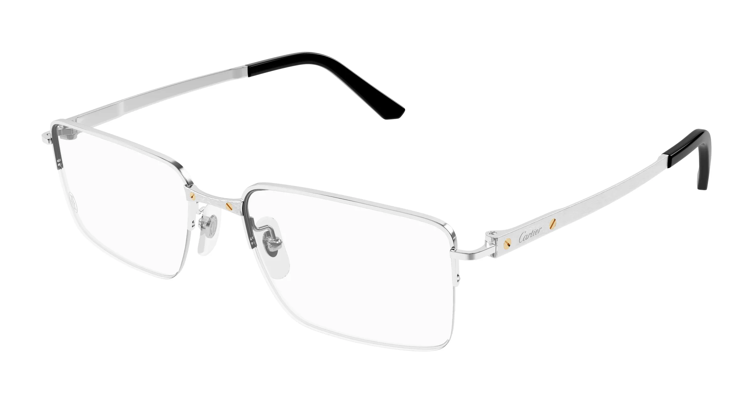 Lunettes de vue Cartier santos branche titane argent CT0554O-002