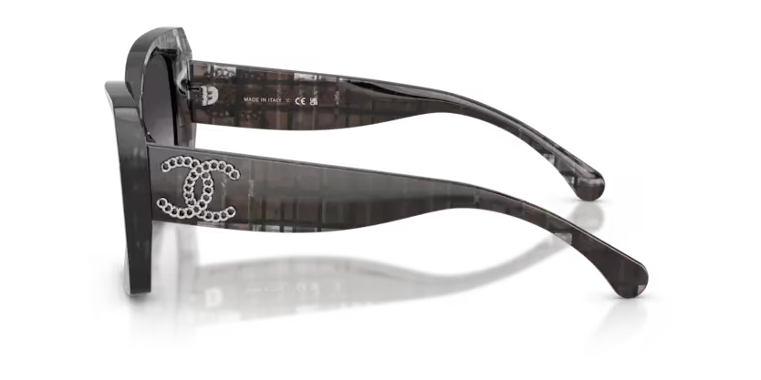 les Lunettes de soleil Chanel CH5555 1817S6 - tweed noir exclusif