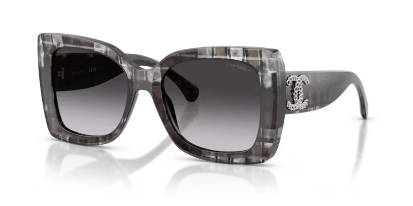 les Lunettes de soleil Chanel CH5555 1817S6 - tweed noir exclusif
