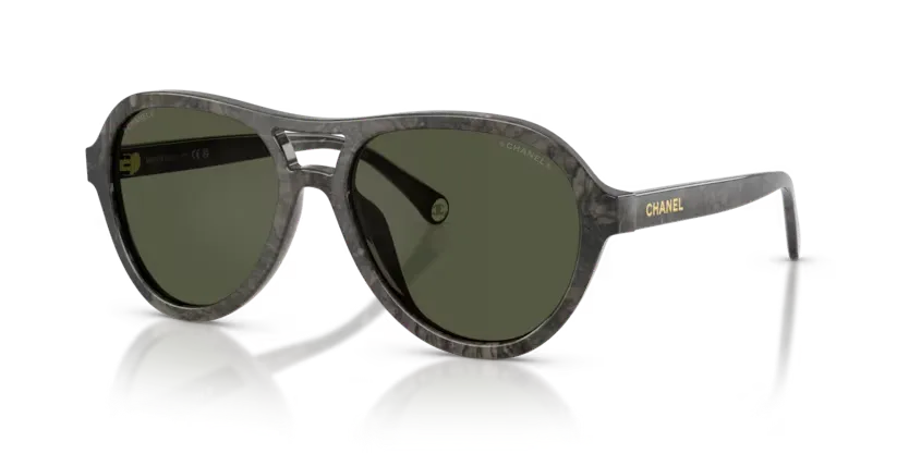 les Lunettes de soleil Chanel CH5552U 1810B1 - Marbré gris foncé